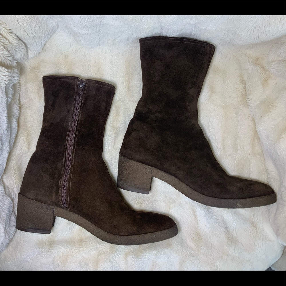 Vintage! Salvatore Ferragamo Brown Suede Boots women’s size 7.5 Narrow - Picture 2 of 9
